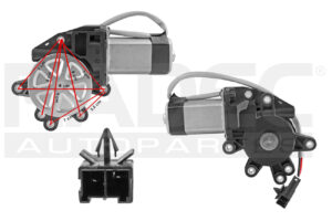 007-2305-08 MOTOR DE ELEVADOR ELECTRICO NS D21 86-07 2 PINS ENCHUFE RECTO CUADRADO 12VCC 6 35 CM HU DELTANTERO/TRASERO DER