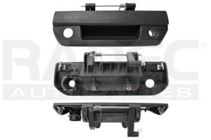 012-0639-60 MANIJA TAPA CV SILVERADO 19-21 CON HOYO PARA LLAVE/CON HOYO PARA CAMARA CORRUGADA NEGRA PLASTICO