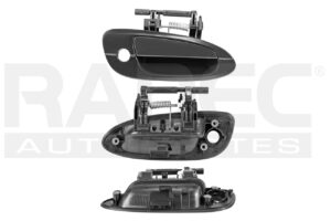 012-2302-46 MANIJA EXTERIOR NS ALTIMA 02-06 CON HOYO PARA LLAVE LISA PARA PINTAR NEGRA PLASTICO DELANTERA DER