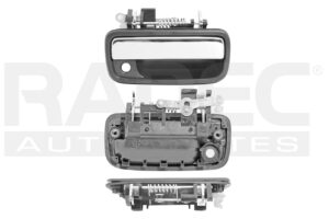 012-3015-38 MANIJA EXTERIOR TY TACOMA 95-04 CON HOYO PARA LLAVE CORRUGADA NEGRA/CROMO METAL DELANTERA DER