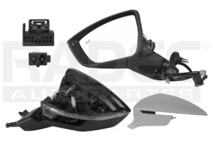 018-2708-01 ESPEJO ST ATECA 17-21 ELECTRICO E/ABATIBLE C/DESEMPANANTE C/DIRECCIONAL C/PUNTO CIEGO C/LUZ INFERIOR P/PINTAR 9 PINES IZQ