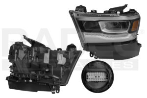 019-0916-57 FARO DG RAM 1500 LARAMIE 19-21 AMERICANA FILO CROMADO C/LEDS DEPO IZQ