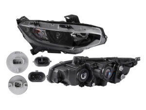 019-1302-68 FARO HD CIVIC EX/EXL/TURBO 19 1.5LTS 4 PUERTAS FONDO NEGRO C/FOCO HALOGENO DEPO DER