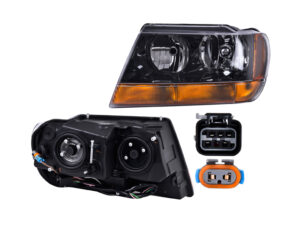 FARR549 FARO DG GRAND CHEROKEE 99-04 FONDO NEGRO CUARTO AMBAR LH RADEC