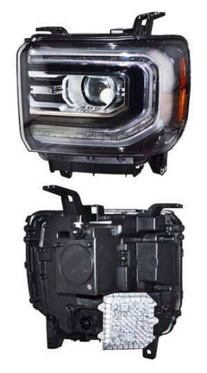 20-9940-A0-1A FARO GMC SIERRA 16-18 P/XENON FONDO NEGRO TYC G15 IZQ