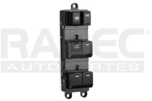222-2318-03 CONTROL ELEVADOR NS TIIDA 07-11 19 AMERICANO PINS 6 TECLAS NEGRO C/OREJAS P/TORNILLO 12VCC DELANTERO IZQ MNJ