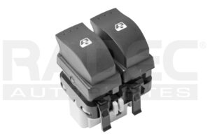 222-2601-03 CONTROL ELEVADOR RN CLIO EURO 07-12/DUSTER 11-16/KOLEOS 08-16/LAGUNA 03-07/MEGANE 04-10/SANDERO 07-15/SCENIC 05-08 10 PINS 2 TECLAS NEGRO BASE GRIS DOBLE CLICK 12VCC MANIJAUTO DEL