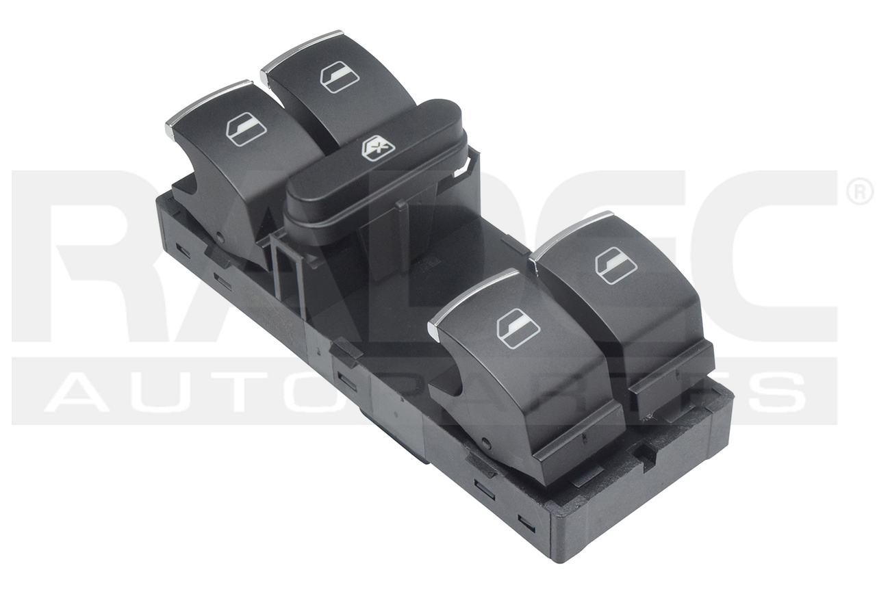 222-3103-01 CONTROL CRISTAL VW BORA 05-10/PASSAT 06-10/POLO 09-19/JETTA BICENTENARIO 11-18 ST IBIZA 09-17 DE ELEVADOR DELANTERO 10 PINS 5 TECLAS NEGRO FILO PLATA 12VCC MANIJAUTO IZQ