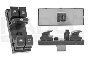 222-3103-03 CONTROL CRISTAL VW BORA 05-10/PASSAT 06-10/POLO 09-19/JETTA BICENTENARIO 11-18 ST IBIZA 09-17 DE ELEVADOR DELANTERO 10 PINS 5 TECLAS NEGRO FILO NEGRO 12VCC MANIJAUTO IZQ