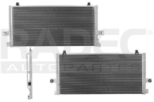 228-2302-03 CONDENSADOR NS ALTIMA 93-97 L4 2.4 LTS AUT/STD S/SECADOR 28 1/9X13X16MM ALUM SOLD POLAR