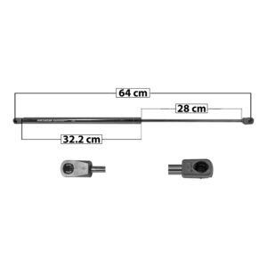 50739 AMORTIGUADOR COFRE CV HHR 06-11 64 CM 32.2 CM 28 CM ENTRADA TIPO 18 ENTRADA 2 TIPO 9 42.71 56.2 SP-5684 DERECHO/IZQUIERDO