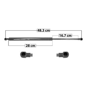 50824 AMORTIGUADOR 5TA PUERTA AD A5 09-15 48.3 CM 28 CM 16.7 CM ENTRADA TIPO 1 ENTRADA 2 TIPO 1 161.86 175.35 SP-7818 DERECHO/IZQUIERDO