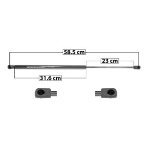 50831 AMORTIGUADOR COFRE CV CHEVY 09-12 58.5 CM 31.6 CM 23 CM ENTRADA TIPO 9 ENTRADA 2 TIPO 9 105.66 119.14 SP-6239 DERECHO/IZQUIERDO
