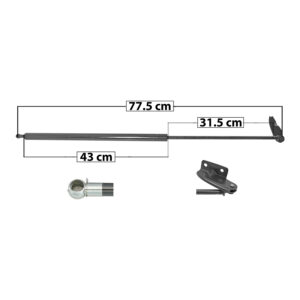 50859 AMORTIGUADOR CAJUELA NS ICHI VAN 87-03 77.5 CM 43 CM 31.5 CM ENTRADA TIPO 5 ENTRADA 2 TIPO 6 83.18 96.67 SP-5161 IZQUIERDO