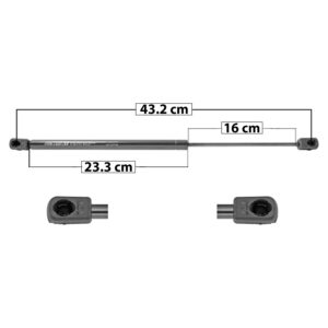 50943 AMORTIGUADOR VIDRIO 5TA PUERTA FD BRONCO 84-90 43.2 CM 23.3 CM 16 CM ENTRADA TIPO 9 ENTRADA 2 TIPO 9 23.6 37.09 SP-8269 DERECHO/IZQUIERDO