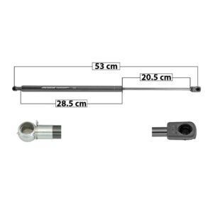 51041 AMORTIGUADOR CAJUELA HY TIBURON 03-06  53 CM 28.5 CM 20.5 CM ENTRADA TIPO 5 ENTRADA 2 TIPO 9 114.65 128.14 7076 SPART DERECHO/IZQUIERDO