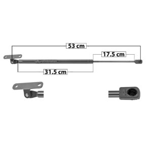 60073 AMORTIGUADOR 5TA PUERTA NS PATHFINDER 96-04  53 CM 31.5 CM 17.5 CM ENTRADA TIPO 0 ENTRADA 2 TIPO 0 152.87 166.36 SP-7049 MANIJAUTO DERECHO/IZQUIERDO