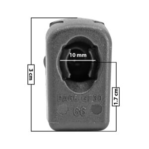60211 AMORTIGUADOR REPUESTO TERMINAL UN UNIVERSAL 50-23  10 MM 5 MM 3 CM RECTO 1.7 CM PLASTICO NEGRA MANIJAUTO TUR Derecho/Izquierdo Delantera/Trasera