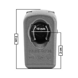 60212 AMORTIGUADOR REPUESTO TERMINAL UN UNIVERSAL 50-23  10 MM 7 MM 3 CM RECTO 2 CM PLASTICO NEGRO MANIJAUTO TUR Derecho/Izquierdo Delantera/Trasera