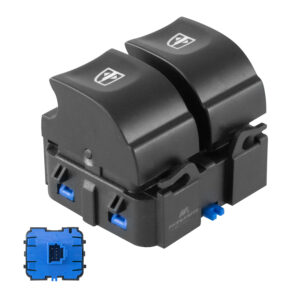 70867 CONTROL ELECTRICO RN DUSTER 15-20/SANDERO 17-20/OROCH 17-22  DE ELEVADOR 6 PINS 2 TECLAS NEGRO BASE AZUL 12VCC MANIJAUTO DELANTERO IZQUIERDO
