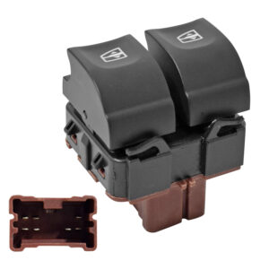 70997 CONTROL ELECTRICO RN DUSTER 17-20/LOGAN 15-19/CAPTUR 18-20/SANDERO/STEPWAY 16-18/CLIO RS 15-17 DE ELEVADOR 7 PIN 2 TECLAS NEGRO BASE CAFE 12VCC MANIJAUTO