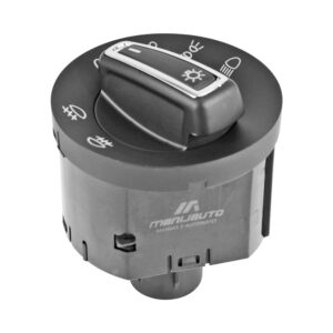 71115 INTERRUPTOR LUZ DE FARO VW BEETLE 12-19/BORA 05-10/EOS 07-11/GOLF 07-19/JETTA BICENTENARIO 11-18/PASSAT 06-11/CC 09-14/TIGUAN 09-17/CADDY 04-17 PARA LUCES AUTOMATICAS 10 PINS 2 PASOS NEGRO FILO CROMADO BASE CORTA PARA FARO NIEBLA 12VCC MANIJAUTO