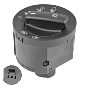 71116 INTERRUPTOR LUZ DE FARO VW BEETLE 12-19/BORA 05-10/EOS 07-11/GOLF 07-19/JETTA BICENTENARIO 11-18/PASSAT 06-11/CC 09-14/TIGUAN 09-17/CADDY 04-17 PARA LUCES AUTOMATICAS 10 PINS 2 PASOS NEGRO FILO NEGRO BASE CORTA PARA FARO NIEBLA 12VCC MANIJAUTO