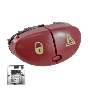 71133 BOTON DE INTERMITENTES PG 206 01-09 5 PINS 2 TECLAS CON SEGURO ROJO 12VCC MANIJAUTO