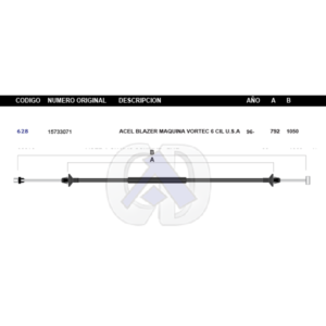 CDA1 CABLE DE ACELERADOR GM BLAZER, MOTOR VORTEC 6CIL 96-01 #628
