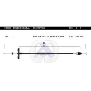 CDA10 CABLE DE ACELERADOR NS PICK UP MOTOR 2.4L D21 LARGO 88-96 #747