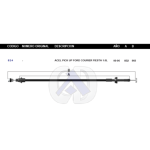 CDA11 CABLE DE ACELERADOR FD COURIER/FIESTA MOTOR 1.6L 00-06 #824