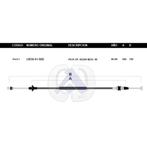 CDA15 CABLE DE ACELERADOR MZ PICK UP 4CIL 86-88 #MA01