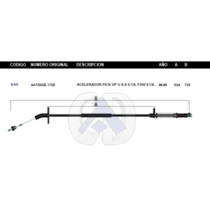 CDA17 CABLE DE ACELERADOR TY PICK UP 6CIL  #845