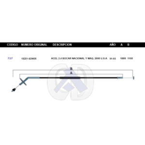 CDA3 CABLE DE ACELERADOR TY BOCAR MOTOR 2.4L 91-93 #727