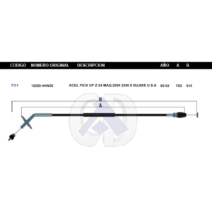 CDA5 CABLE DE ACELERADOR NS PICK UP MOTOR Z24 CORTO 90-92 #731