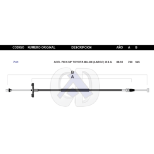 CDA8 CABLE DE ACELERADOR TY PICK UP LARGO 84-88 # 741
