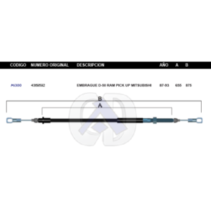 CDC12 CABLE DE CLUTCH MT PICK UP/RAM D-50 87-93 #MI300
