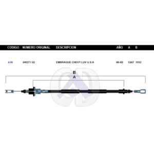 CDC3 CABLE DE CLUTCH GM PICK UP LUV 80-82 #638