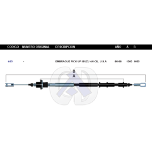 CDC4 CABLE DE CLUTCH GM LUV/ISUZU PICK UP 4/6 CIL 84-86 #685