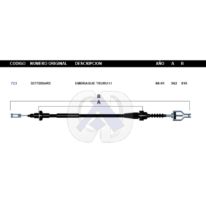 CDC5 CABLE DE CLUTCH NS TSURU II 88-91 #723