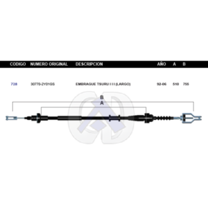 CDC6 CABLE DE CLUTCH NS TSURU III LARGO 92-06 #728
