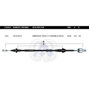 CDC7 CABLE DE CLUTCH NS TSURU III CORTO 92-06 #728A