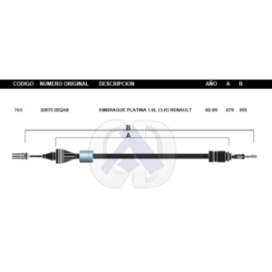 CDC8 CABLE DE CLUTCH NS PLATINA MOTOR 1.6L 02-05 #765