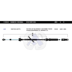 CDT13 CABLE DE TRANSMISION GM SILVERADO T/A MOTOR 5.3L 95-98 #625