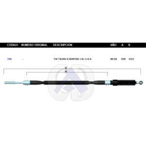 CDT16 CABLE DE TRANSMISION NS TSURU II AUT MOTOR 1.6L 89-92 #708