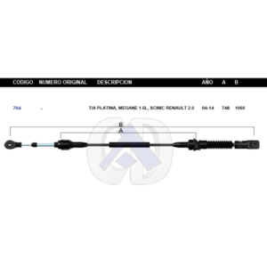 CDT20 CABLE DE TRANSMISION NS PLATINA AUT MOTOR 1.6L 02-10 #766