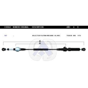 CDT21 CABLE DE TRANSMISION NS PLATINA STD MOTOR 1.6L 02-10 #767