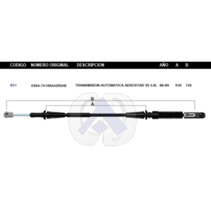 CDT25 CABLE DE TRANSMISION FD AEROSTAR AUT MOTOR 3.0L 86-89 #851