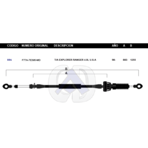CDT36 CABLE DE TRANSMISION FD EXPLORER AUT MOTOR 4.0L 98 #886