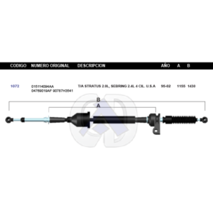 CDT44 CABLE DE TRANSMISION DG STRATUS AUT MOTOR 2.0L 95-00 #1072